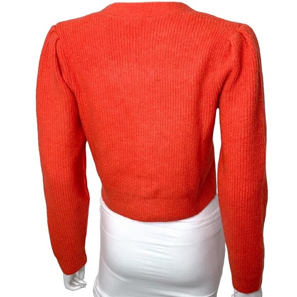 Morgan de Toi Cropped Long Sleeve Lady Jacket Cardigan in Tangerine Orange Sz M - Picture 5 of 16